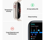 APPLE Watch Series 8 Cellular - Silver Stainless Steel with White Sports Band, 45mm - Very Good