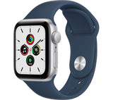 APPLE Watch SE - Silver with Abyss Blue Sports Band