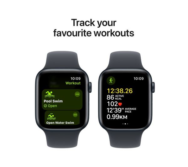 APPLE Watch SE - 44mm Midnight Aluminium Case with Midnight Sport Band, S/M - Good