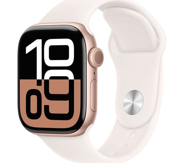 APPLE Watch Series 10 - 42mm Rose Gold Aluminium Case with Light Blush Sport Band, S/M