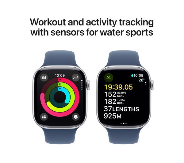 APPLE Watch Series 10 - 46mm Silver Aluminium Case with Denim Sport Band, M/L - Very Good