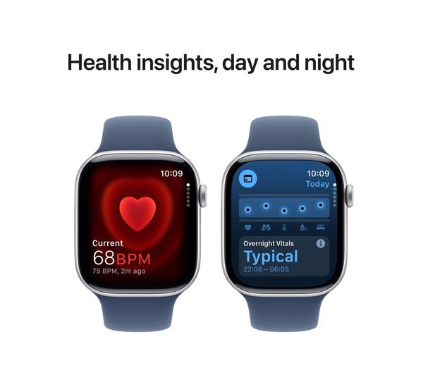 APPLE Watch Series 10 - 46mm Silver Aluminium Case with Denim Sport Band, M/L - Very Good