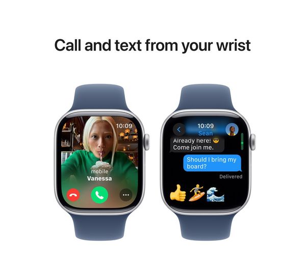 APPLE Watch Series 10 - 46mm Silver Aluminium Case with Denim Sport Band, M/L - Very Good