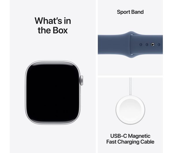 APPLE Watch Series 10 - 46mm Silver Aluminium Case with Denim Sport Band, M/L - Very Good