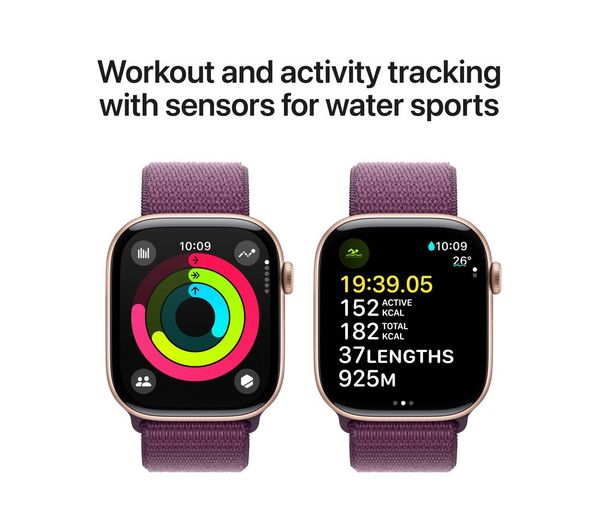 APPLE Watch Series 10 - 46mm Rose Gold Aluminium Case with Plum Sport Loop - Pristine