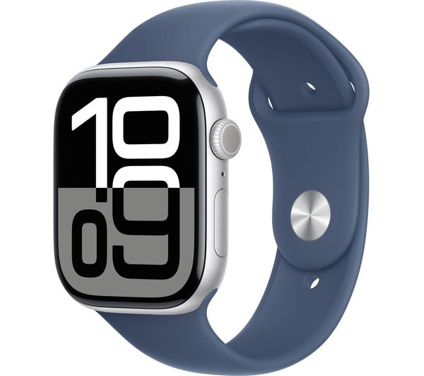 APPLE Watch Series 10 Silver Aluminium Case with Denim Sport Band
