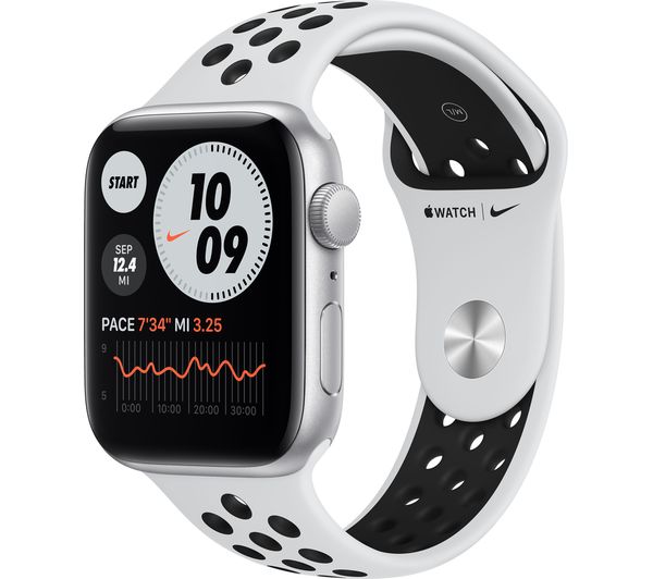 APPLE Watch Series 6 - Silver Aluminium with Pure Platinum & Black Nike Sports Band