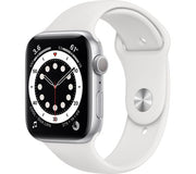 APPLE Watch Series 6 GPS - Silver Aluminium with White Sports Band, 44mm - Good