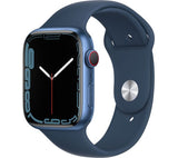 APPLE Watch Series 7 Cellular 4G - Blue Aluminium with Abyss Blue Sports Band, 45mm - Acceptable (SCREEN POOR)