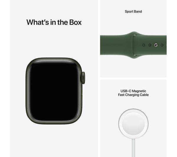 APPLE Watch Series 7 GPS + Cellular - Green Aluminium with Clover Sports Band, 41mm - Very Good