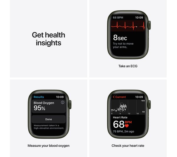 APPLE Watch Series 7 GPS + Cellular - Green Aluminium with Clover Sports Band, 41mm - Very Good