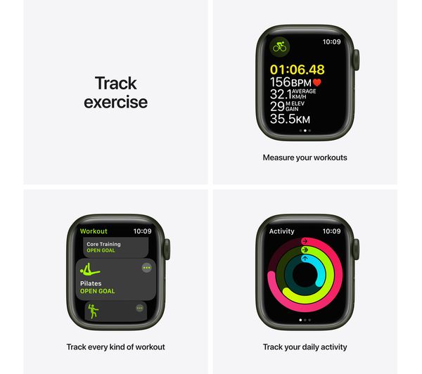 APPLE Watch Series 7 GPS + Cellular - Green Aluminium with Clover Sports Band, 41mm - Very Good