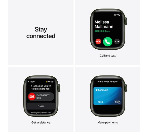 APPLE Watch Series 7 GPS + Cellular - Green Aluminium with Clover Sports Band, 41mm - Very Good