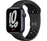 APPLE Watch Series 7 Cellular 4G - Midnight Aluminium with Anthracite & Black Nike Sport Band, 45mm - Good