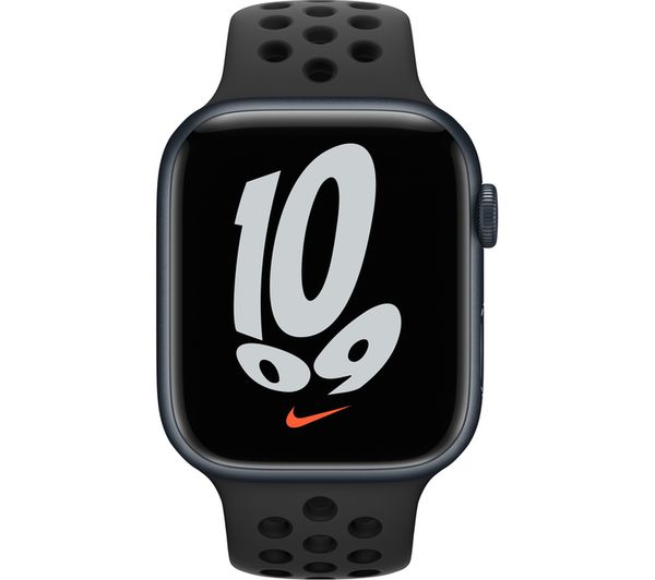 APPLE Watch Series 7 Cellular 4G - Midnight Aluminium with Anthracite & Black Nike Sport Band, 45mm - Good