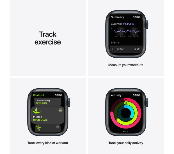 APPLE Watch Series 7 - Midnight Aluminium with Anthracite & Black Nike Sport Band, 45mm - Acceptable