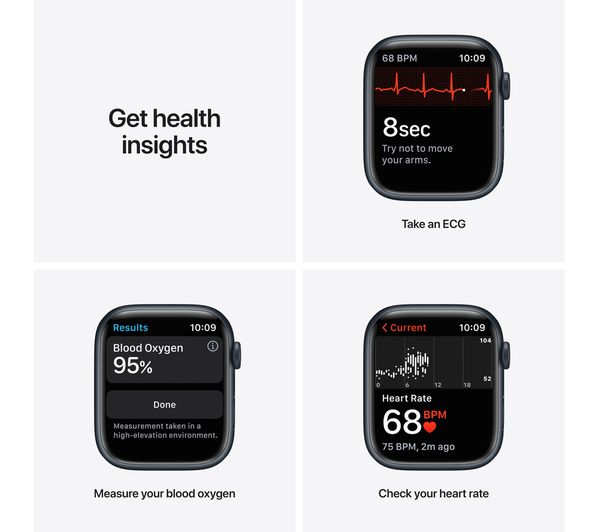APPLE Watch Series 7 Cellular 4G - Midnight Aluminium with Anthracite & Black Nike Sport Band, 45mm - Good