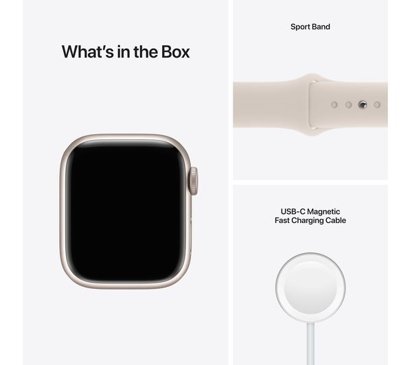 Apple Watch Series 7 GPS - Starlight Aluminium with Starlight Sport Band - 41mm - Good