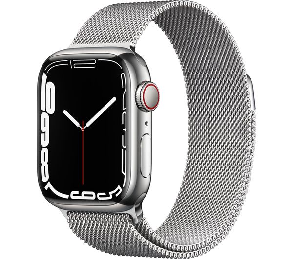 APPLE Watch Series 7 Cellular - Silver Stainless Steel with Silver Milanese Loop, 45mm - Pristine