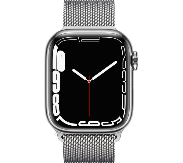 APPLE Watch Series 7 Cellular - Silver Stainless Steel with Silver Milanese Loop, 45mm - Pristine
