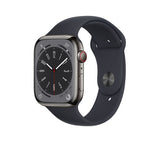 APPLE Watch Series 8 Cellular - Graphite Stainless Steel with Midnight Sport Band, 45mm - Very Good
