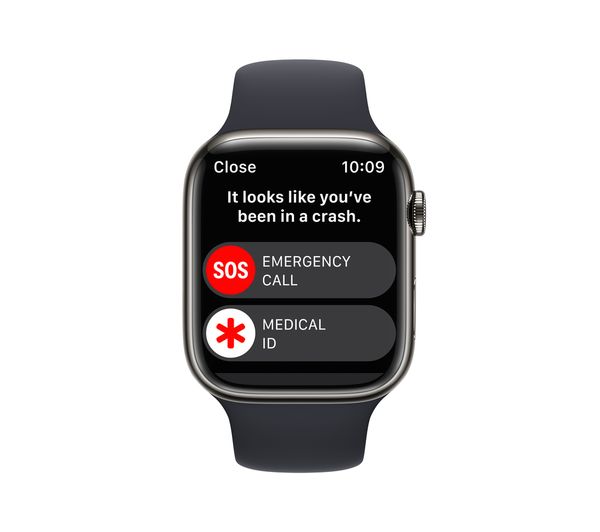 APPLE Watch Series 8 Cellular - Graphite Stainless Steel with Midnight Sport Band, 45mm - Very Good