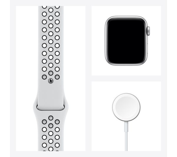 APPLE Watch Series 8 Cellular - Silver Aluminium with Pure Platinum & Black Nike Sports Band, 45mm - Good