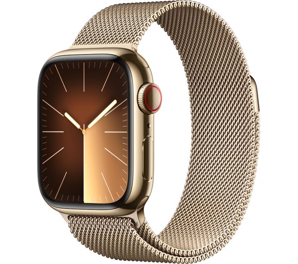 Apple Watch Series 9 GPS + Cellular, 41mm Gold Stainless Steel Case with Gold Milanese Loop  - Pristine