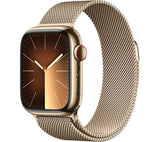 Apple Watch Series 9 GPS + Cellular, 41mm Gold Stainless Steel Case with Gold Milanese Loop  - Pristine