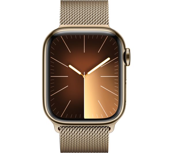 Apple Watch Series 9 GPS + Cellular, 41mm Gold Stainless Steel Case with Gold Milanese Loop  - Pristine