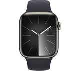 Apple Watch Series 9 GPS + Cellular, 45mm Silver Stainless Steel Case with Midnight Sport Band - M/L - Very Good