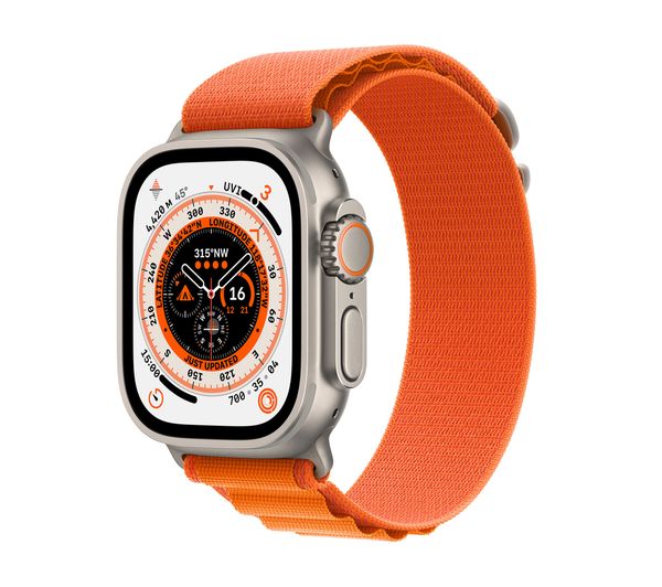 APPLE Watch Ultra Cellular - Titanium with Orange Alpine Loop, Large, 49mm

