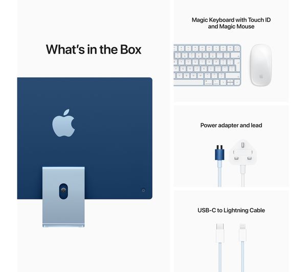 APPLE iMac 4.5K 24" (2021) - M1, 8GB RAM, 256GB SSD, Blue - Pristine
