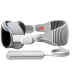 White and gray electronic device with a cable on a white background