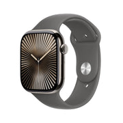 Apple Watch Series 10 GPS + Cellular, 42mm Natural Titanium Case with Stone Grey Sport Band - S/M - Good
