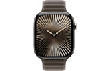 Apple Watch Series 10 GPS + Cellular, 46mm Natural Titanium Case with Dark Taupe Magnetic Link - S/M - Very Good