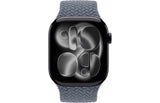 Apple Watch Series 11 GPS, 46mm Jet Black Aluminium Case with Anchor Blue Braided Solo Loop - Size 5 - Pristine