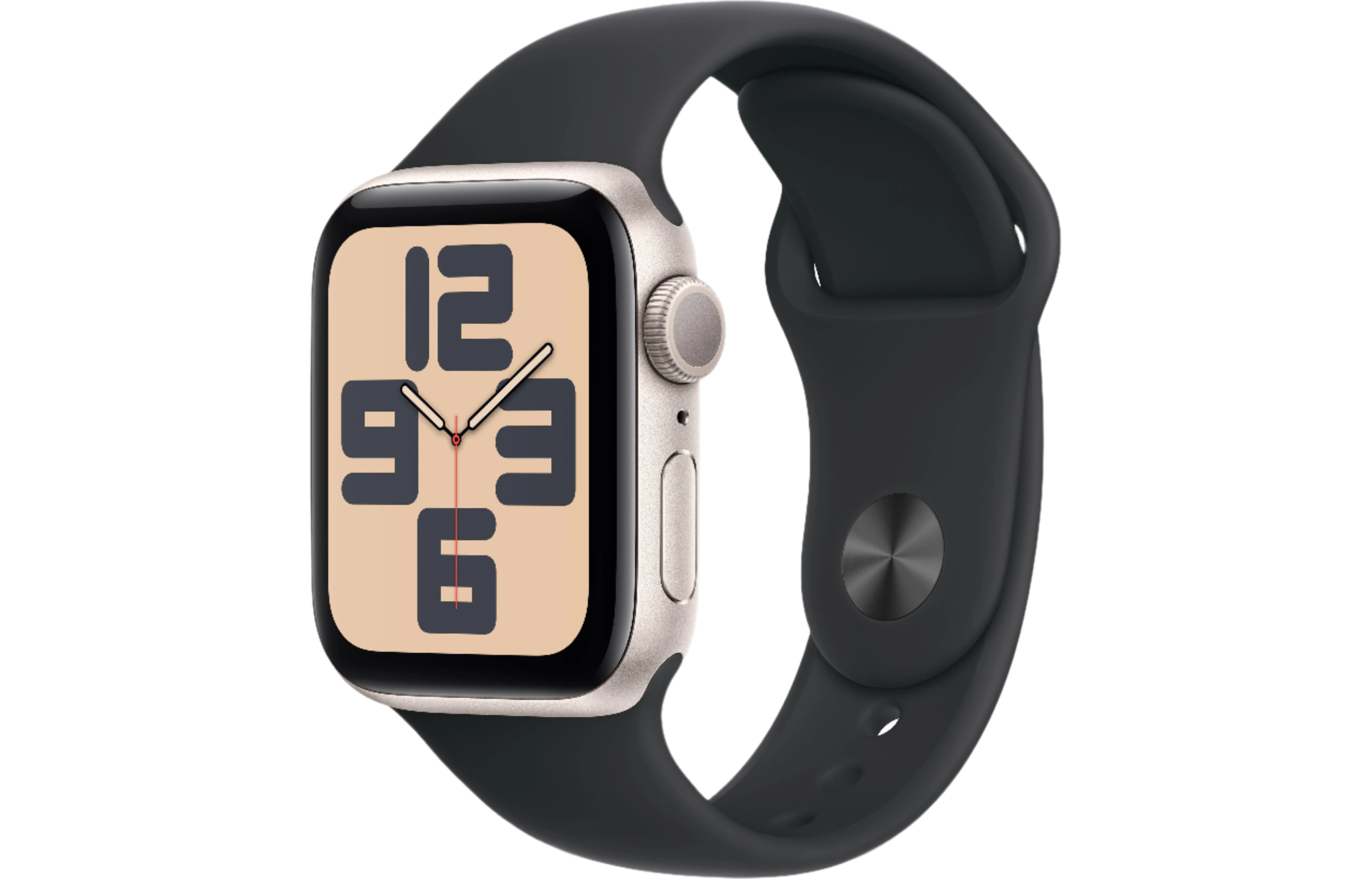 Apple Watch SE 2 Starlight Aluminium Case with Black Sport Band