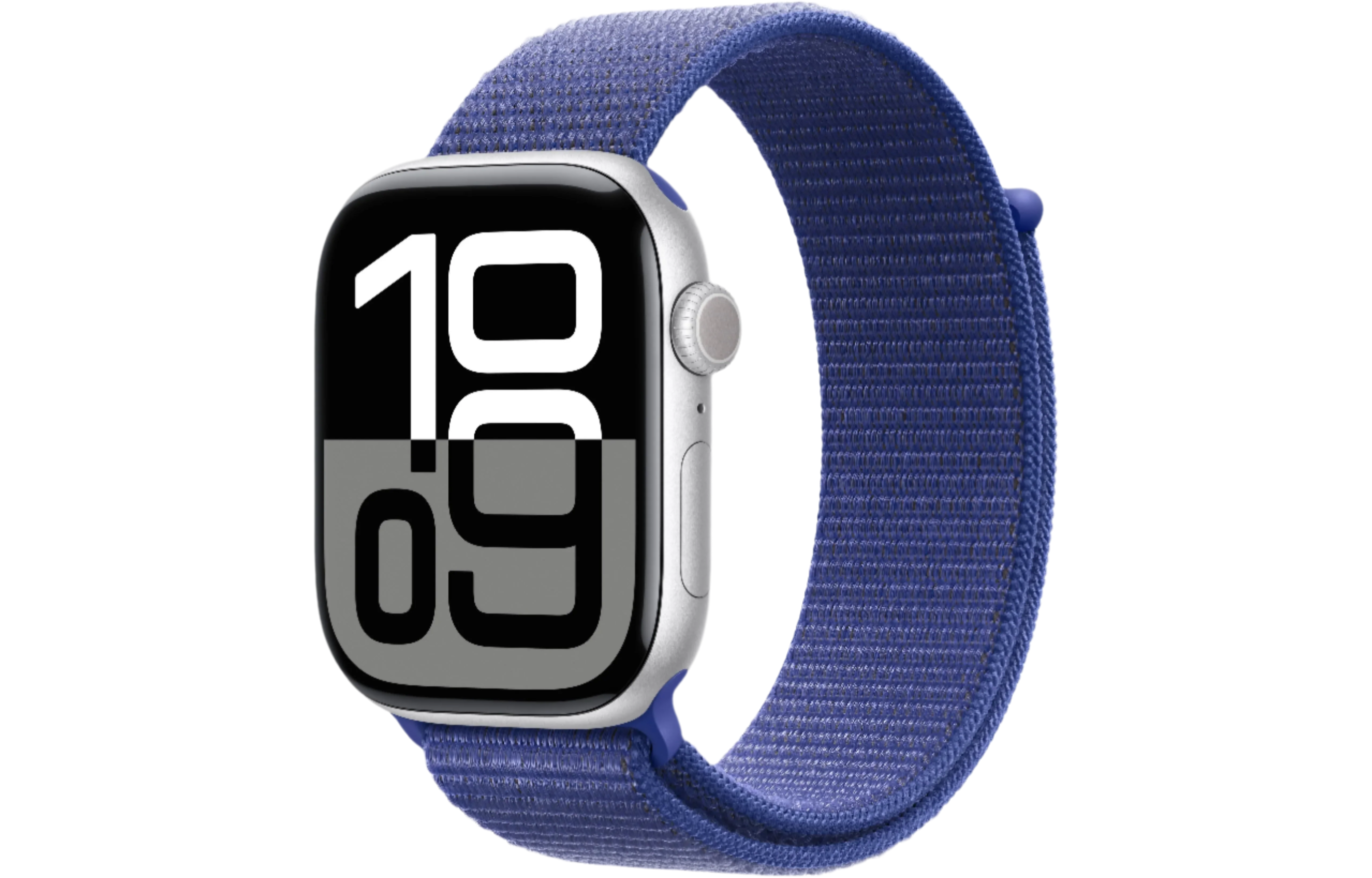 Apple Watch Series 10 GPS, 46mm Silver Aluminium Case with Ultramarine Sport Loop - Pristine