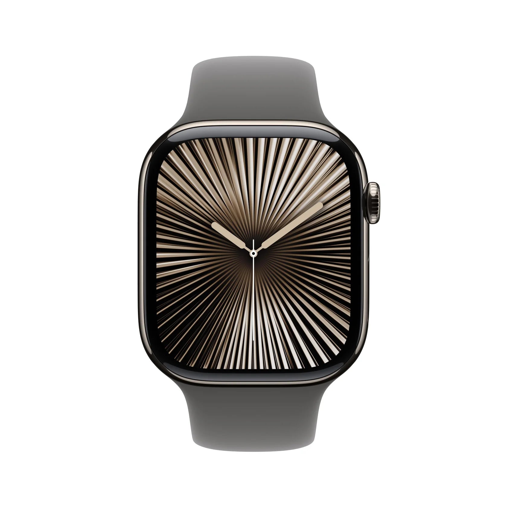 Apple Watch Series 10 GPS + Cellular, 42mm Natural Titanium Case with Stone Grey Sport Band - S/M - Good