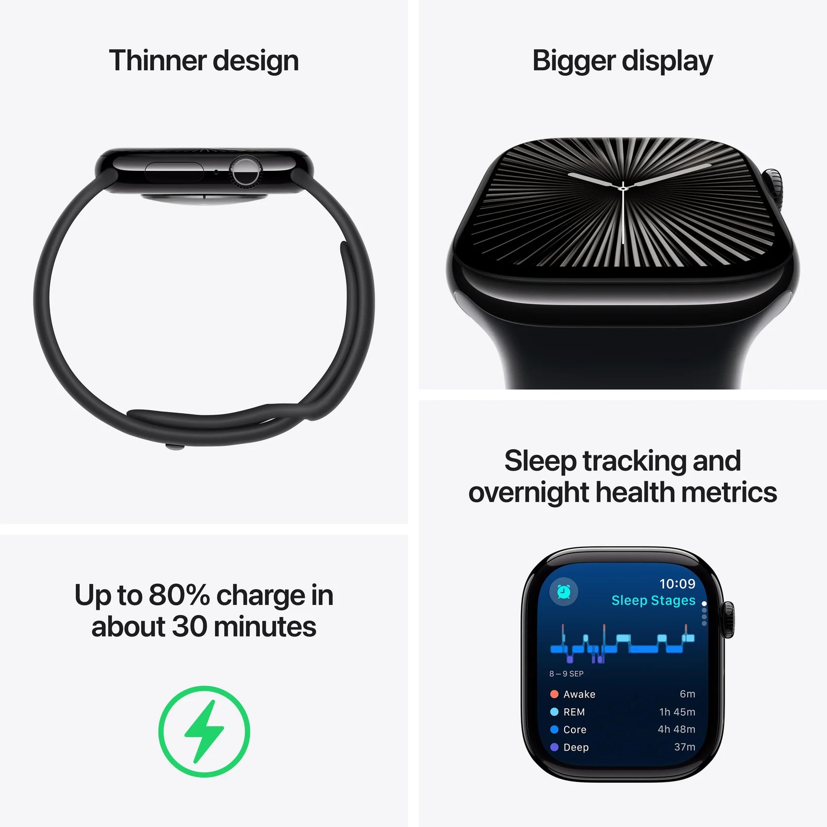 Apple Watch Series 10 GPS + Cellular, 42mm Natural Titanium Case with Stone Grey Sport Band - S/M - Good