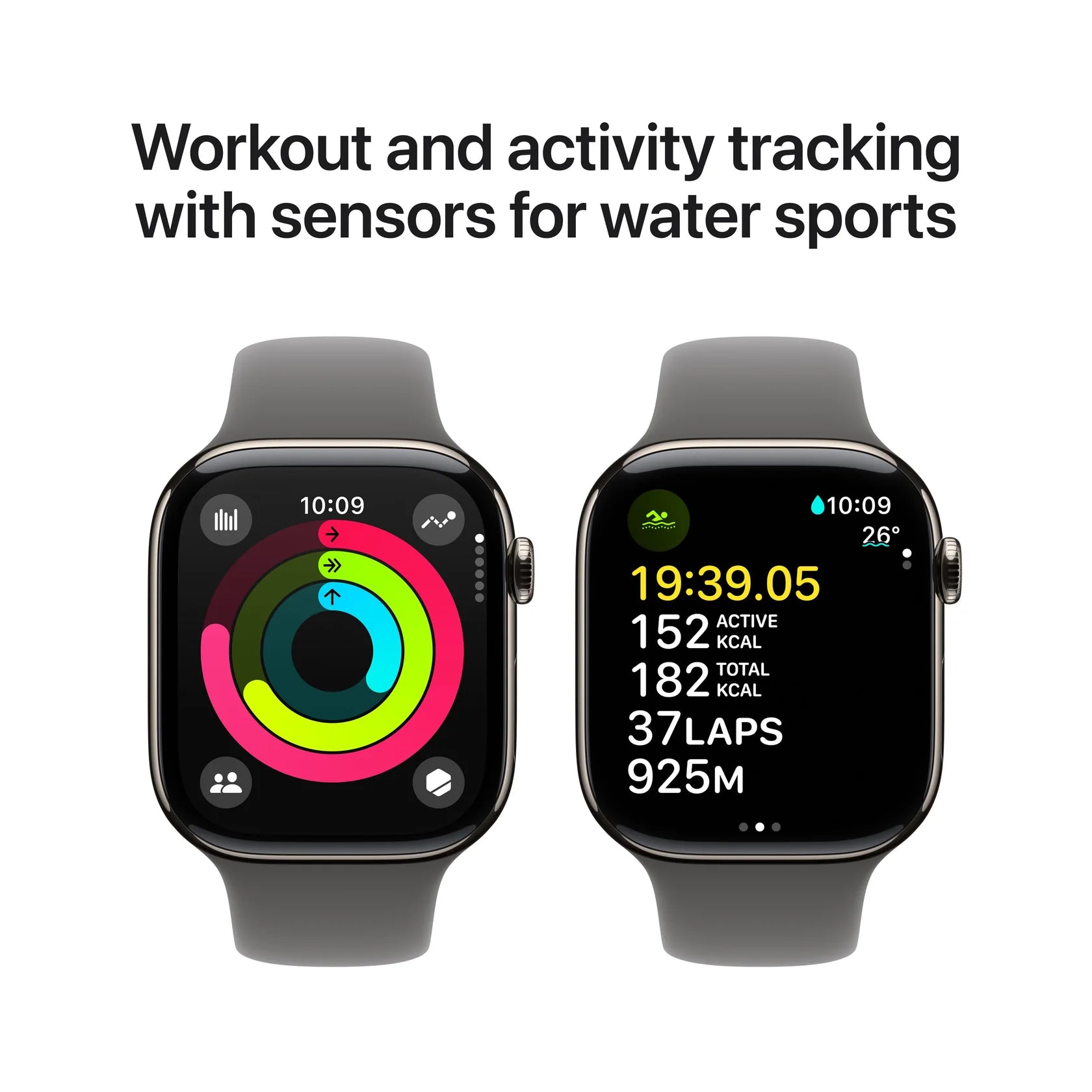 Apple Watch Series 10 GPS + Cellular, 42mm Natural Titanium Case with Stone Grey Sport Band - S/M - Good