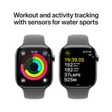 Apple Watch Series 10 GPS + Cellular, 42mm Natural Titanium Case with Stone Grey Sport Band - S/M - Good