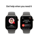 Apple Watch Series 10 GPS + Cellular, 42mm Natural Titanium Case with Stone Grey Sport Band - S/M - Good