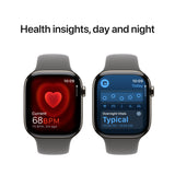 Apple Watch Series 10 GPS + Cellular, 42mm Natural Titanium Case with Stone Grey Sport Band - S/M - Good
