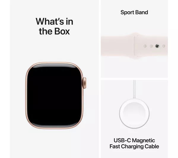 Apple Watch Series 10 GPS + Cellular, 46mm Rose Gold Aluminium Case with Light Blush Sport Band - M/L - Very Good