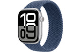 Apple Watch Series 10 Silver Aluminium Case with Denim Braided Solo Loop