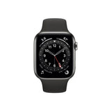 Apple Watch Series 6 GPS + Cellular - 44mm Graphite Stainless Steel Case with Black Sport Band - Pristine