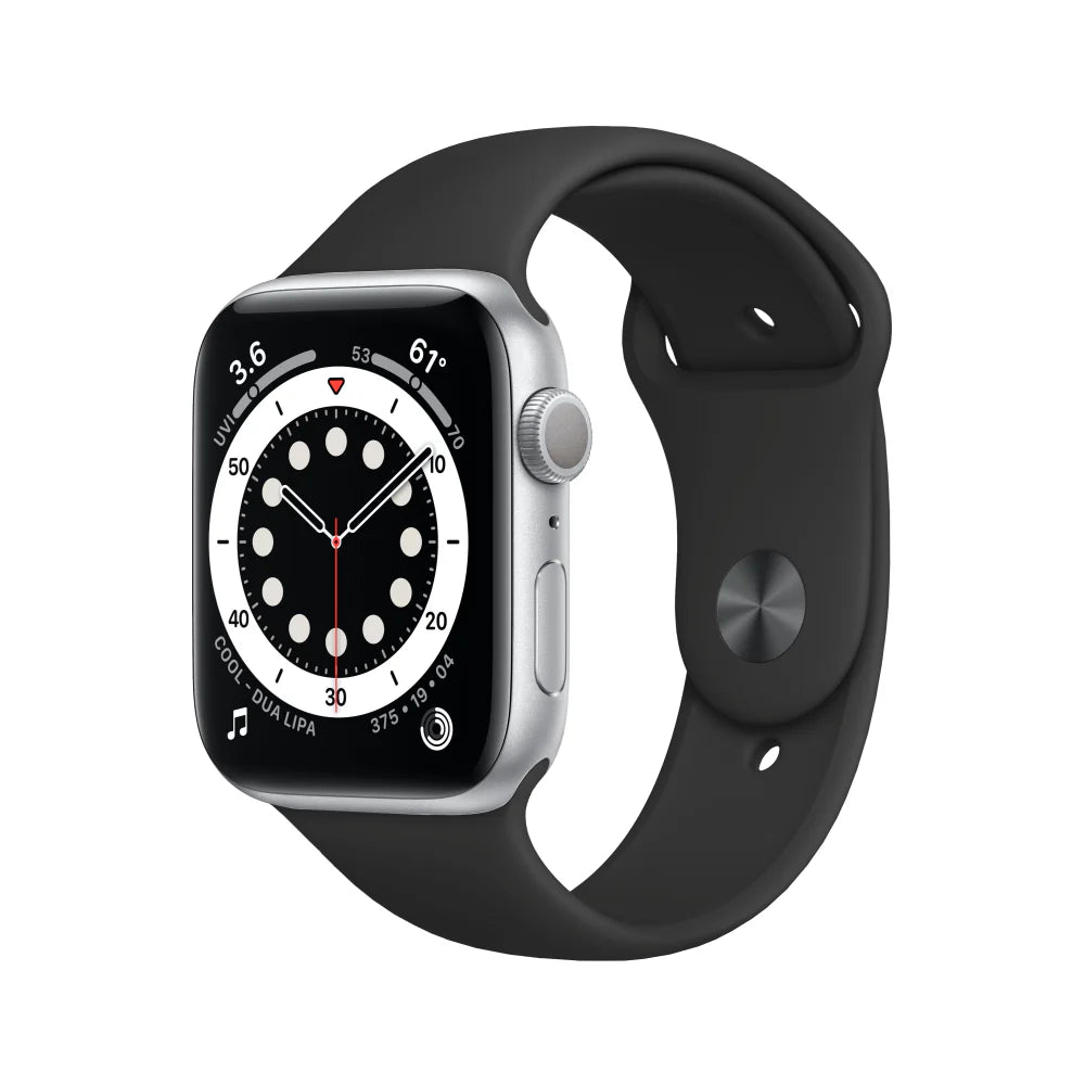 Apple Watch Series 6 Silver Aluminium Case with Black Sport Band