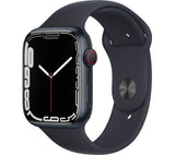 Apple Watch Series 7 GPS + Cellular - Stainless Steel with Midnight Sport Band, 45mm - Acceptable